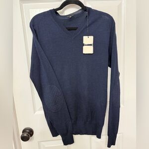 NWT Patrizia Pepe navy v neck elbow patch sweater‎ medium